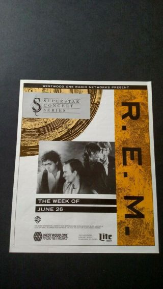 R.  E.  M.  Concert Series (1989) Rare Print Promo Poster Ad
