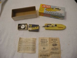 Rare Jetex Speedboat Unsinkable Boxed.  W/ Engine,  Instructions,  And Extra 