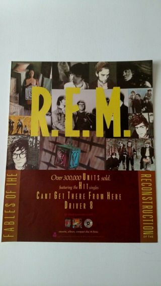 R.  E.  M.  Cant Get There From Here (1985) Rare Print Promo Poster Ad