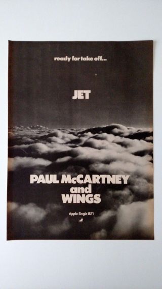 The Beatles Paul Mccartney & Wings " Jet " Rare Print Promo Poster Ad