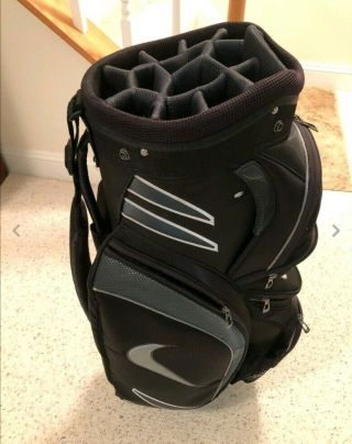 Nike M9 Swoosh Staff Cart Black Golf Bag 14 Way Divider 5 Pro Tour Rare