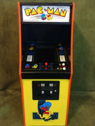 Official Pac - Man 1/4 Scale Arcade Cabinet Machine Mini 16.  9 " Backlit Pacman Rare