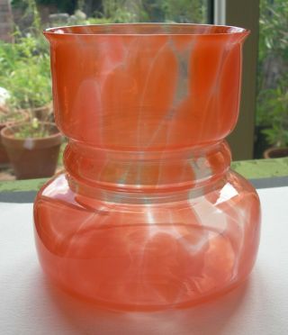 Rare Pavel Hlava Signed Garnet ? Orange Spatter / Mottled Glass Vase 4.  75 " High