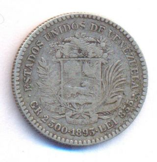 Venezuela Rare 50 Centimos 1893 Silver