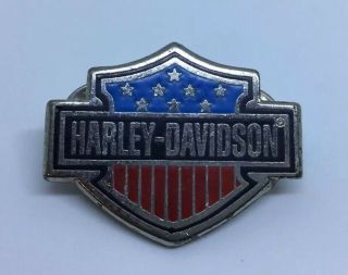 Vintage Rare Harley Davidson Pin Red Blue & Black