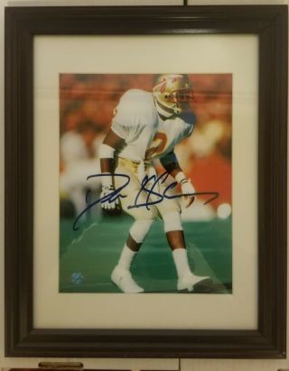 Rare Deion Sanders Autographed College Photo With Frame 8x10 Photo Florida State