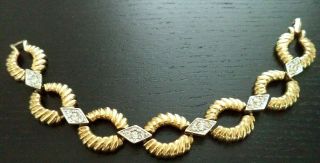 Rare Vintage Signed Piscitelli Rhinestone Gold Tone 7 3/8 " Bracelet G704k