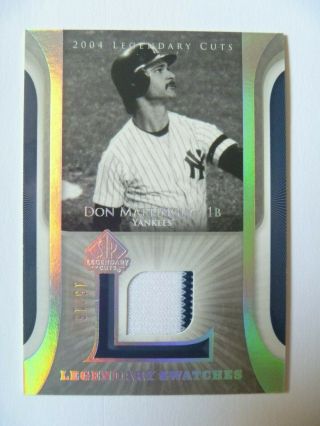 2004 Sp Legendary Cuts Don Mattingly Platinum Jersey Yankees 15/15 Made Rare