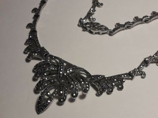 Rare Antique Art Deco Solid Silver Marcasites Choker Necklace.  Fabulous