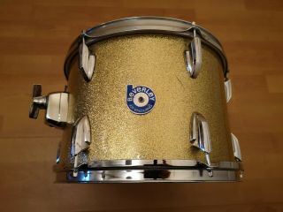 Vintage & Rare Beverley 13 " X 9 " Mounted Tom In Viking Gold Wrap 1970 