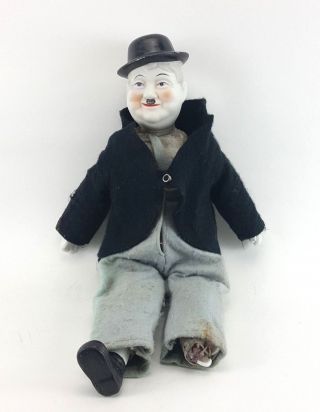 Rare Oliver Hardy Porcelain And Cloth Doll 20 " With Clothes
