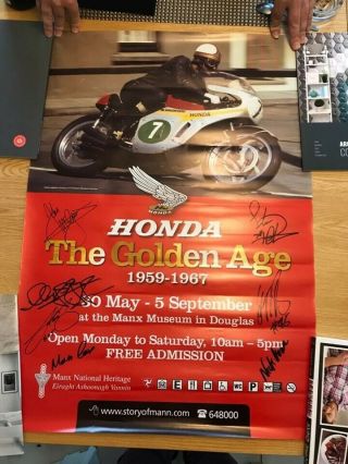 Isle Of Man Tt Poster Honda The Golden Age - Autographed - Very Rare