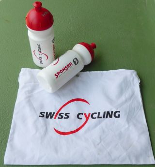 Rare 2019 Swiss Team Feed Bag Water Bottle Set Tour De France Musette Bidon