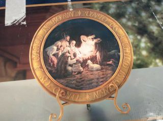The Promise Of Christmas By Robert Stanley Lighted Nativity Charger W/stand Rare