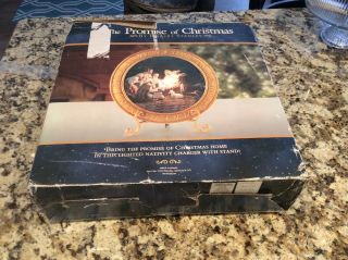 The Promise of Christmas by Robert Stanley Lighted Nativity Charger W/Stand RARE 4