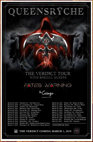 Queensryche | Fates Warning 2019 The Verdict Tour 2019 Ltd Ed Rare Poster