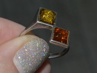 Rare Antique Natural baltic amber BUTTERSCOTCH EGG YOLK ring 925 2