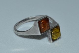 Rare Antique Natural baltic amber BUTTERSCOTCH EGG YOLK ring 925 3