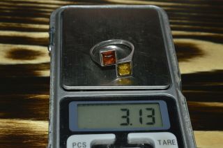 Rare Antique Natural baltic amber BUTTERSCOTCH EGG YOLK ring 925 7