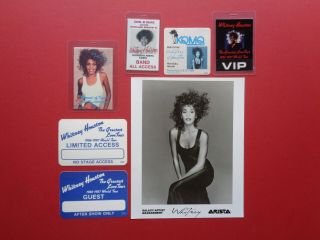 Whitney Houston,  B/w Promo Photo,  6 Very Rare Backstage Passes