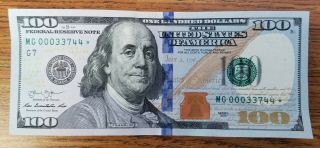 2013 100 Dollar Star Note Mg00033744 Very Low Serial Number Rare Us Bill