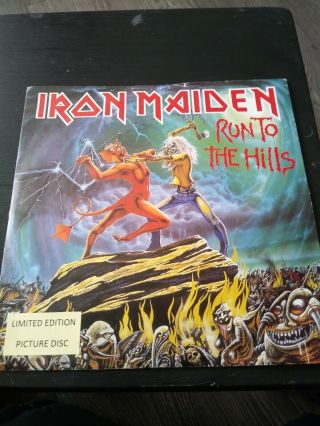 Iron Maiden Run To The Hills Very Rare Picture Disc With Cover