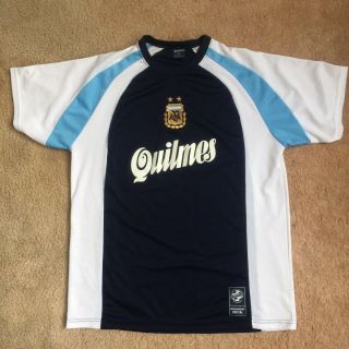 Quilmes Argentina Futbol Jersey Mens Xl Soccer Shirt Light On Dark Blue Rare C5
