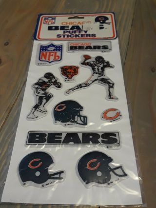 RARE Vintage 1983 NFL CHICAGO BEARS 3D Style Puffy Stickers.  Old Stock NOS 3