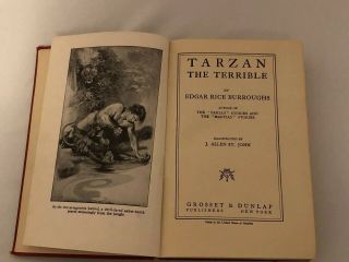 Old TARZAN THE TERRIBLE Book 1921 EDGAR RICE BURROUGHS JUNGLE APE WILD LION RARE 2