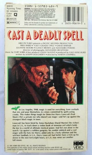 Cast a Deadly Spell - VHS,  1991 - Fred Ward David Warner Julianne Moore - RARE 4