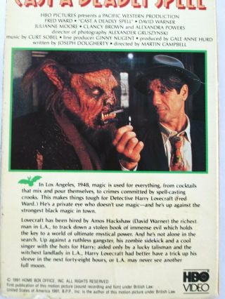 Cast a Deadly Spell - VHS,  1991 - Fred Ward David Warner Julianne Moore - RARE 5