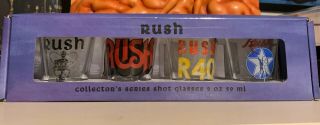 Rush Shot Glasses Complete Set 4 Moon Pint Neil Peart Geddy Lee Rare