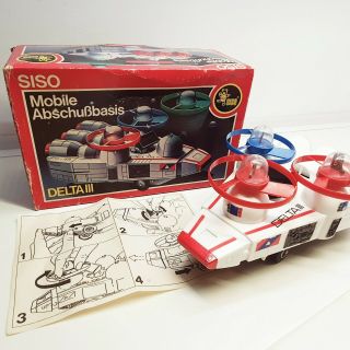 Siso Delta 3 Space Toy Robot Moon Car Vehicle Pull & Go Rare 1980 