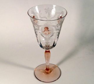 Rare Morgantown Queen Louise 7 1/2 " Etched Water Goblet