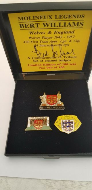 Wolverhampton Wanderers Wolves Rare Enamel Badge Set Burt Williams Ltd Edt