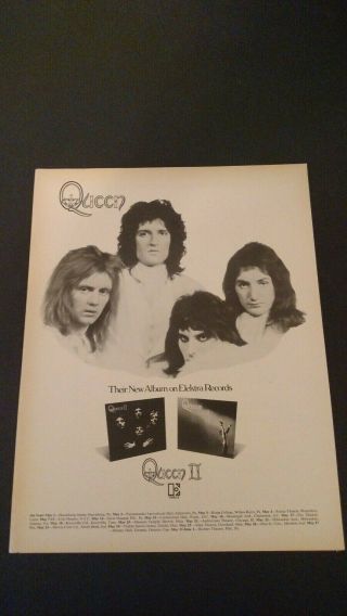 Queen Album " Queen 2 " (1974) Very Rare Print Promo Poster Ad