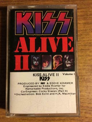 Kiss Alive Ii Vol.  1 & 2 Vintage Rare Cassette Tape Late Nite Bargain