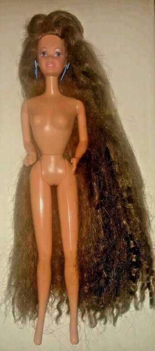 Rare Vintage 1976 Totally Hair Teresa Barbie Doll Nude With Blue Retro Earrings