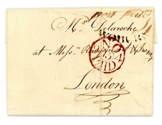 1794 Gb Bedfordshire Entire Letter With Curved Woburn And Rare London Paid Mark