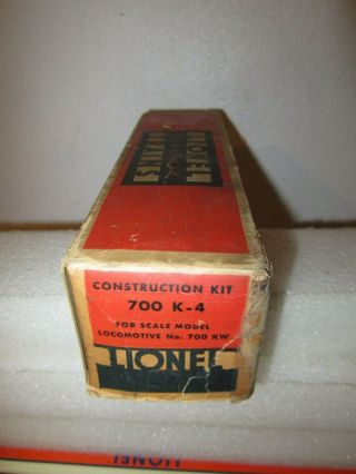 Very Rare Lionel 1938 700 K - 4 Construction Kit Hudson Box