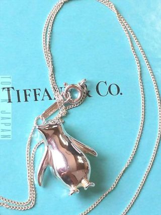 Rare Tiffany & Co.  Sterling Silver Penguin Pendant Necklace 18 "