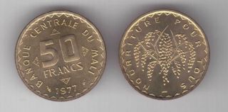 Mali – Rare 50 Francs Unc Coin 1977 Year Km 9 Fao