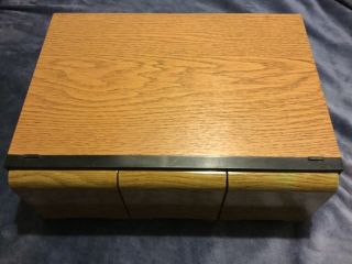 Rare 1 - 60 Cd Wood Grain Storage Box With 3 Drawers Made By Kenmark Industries