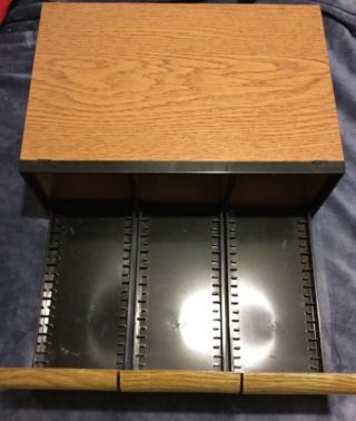 RARE 1 - 60 CD Wood Grain Storage Box With 3 Drawers Made By Kenmark Industries 2