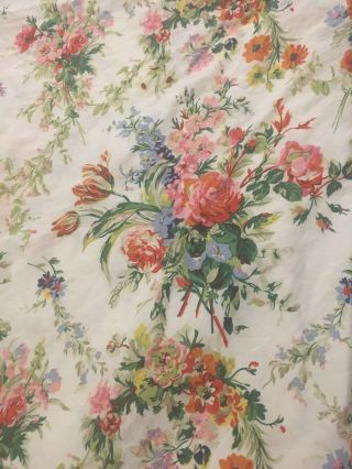 Rare Ralph Lauren Belle Harbor White Floral King Fitted Sheet 17 " Flowers Shabby