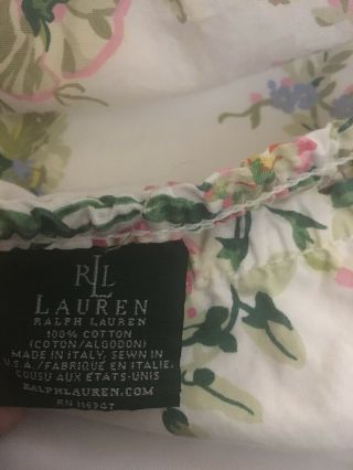 Rare Ralph Lauren Belle Harbor White Floral King Fitted Sheet 17 