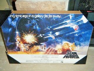 Vintage Star Wars Main Movie Poster Wood Wall Plaque 13 " X 19 " Rare