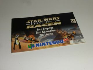 Star Wars Episode 1 Pod Racer Card Nintendo Store Display Sign Rare
