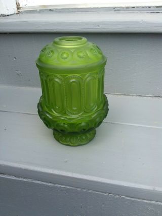 Le Smith moon and star glass candle lamp green Satin courting very rare 5