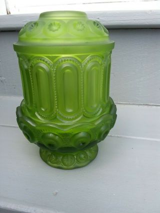 Le Smith moon and star glass candle lamp green Satin courting very rare 6